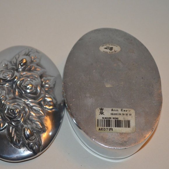 Pewter Mexico Ann Kary AK0947 JEWELERY BOX TRINKETS ALHAJERO ROSES - Picture 5 of 10